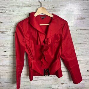 Samuel Dong Wrap Style Jacket top ruffle with Belt size medium